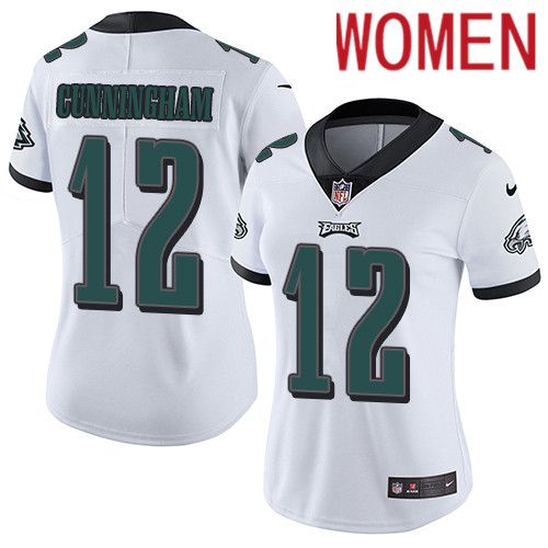 Women Philadelphia Eagles #12 Randall Cunningham Nike White Vapor Limited NFL Jersey